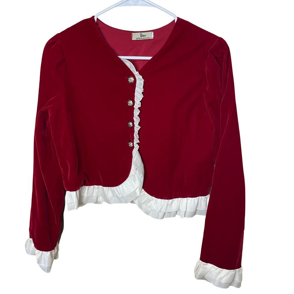 BON Red Velvet jacket/cardigan Ladies Short Victorian Flare